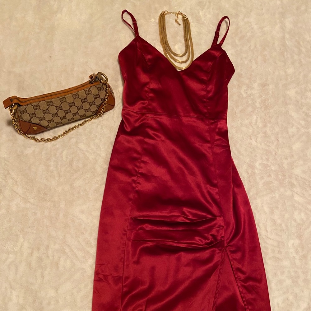 Oh Polly Red Satin Dress